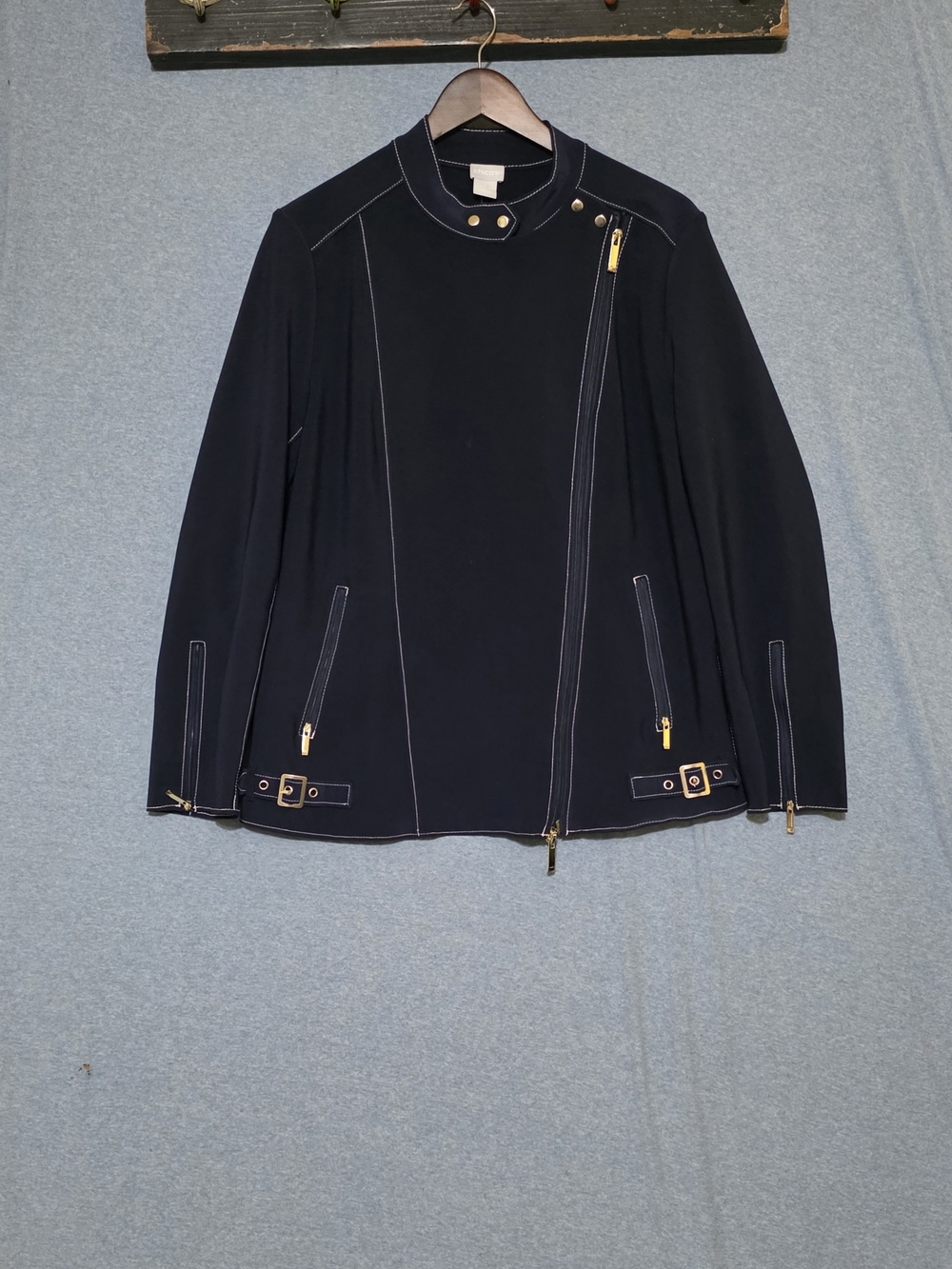 Chico's Heavy Navy Assymetrical Jacket